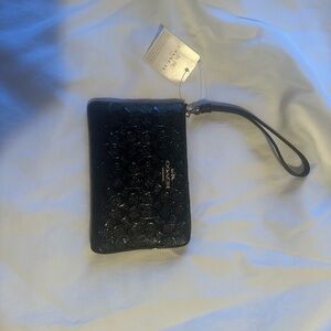 NEW Coach Textured Black Wristlet
